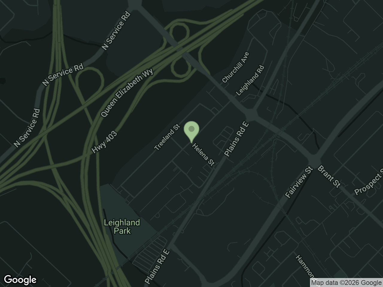 Map showing Westside Chiropractic at 1401 Plains Road East, Burlington